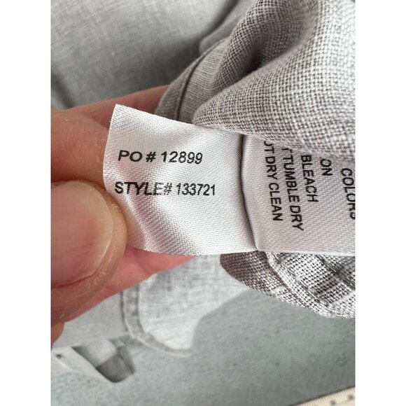 Carbon 2 Cobalt Mens Button Up Linen Shirt XL Gray Short Sleeve Pocket Beach - Picture 8 of 9